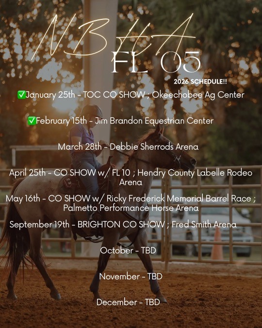 NBHA FL05 show season flyer for 2026